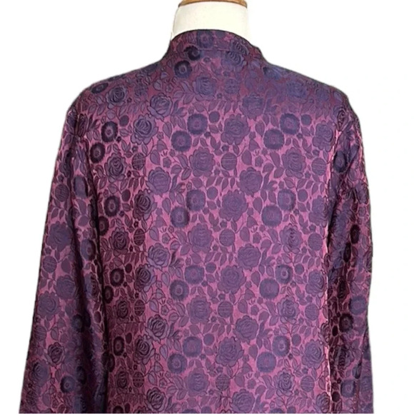 BIANCO LEVRIN Asian Inspired Tunic Topper Jacket Silk Blend Jacquard Ethereal - Picture 9 of 16